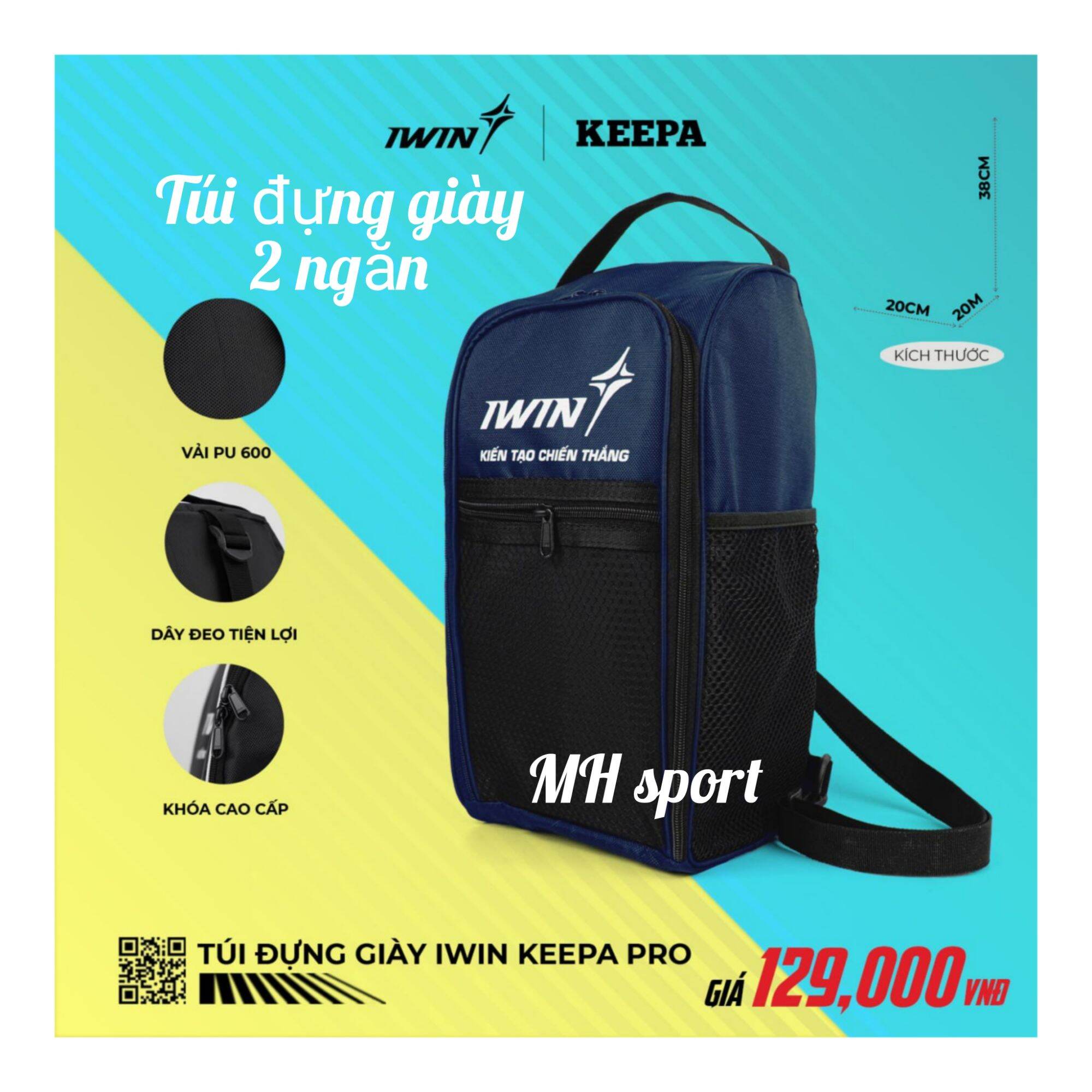 Túi đựng giày thể thao- bóng đá Iwin pro Đen