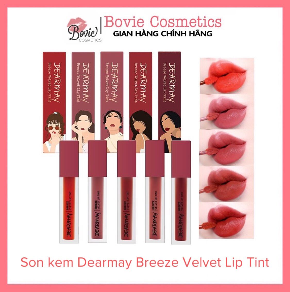 Son kem Dearmay Breeze Velvet Lip Tint màu 1-2-3-4-5