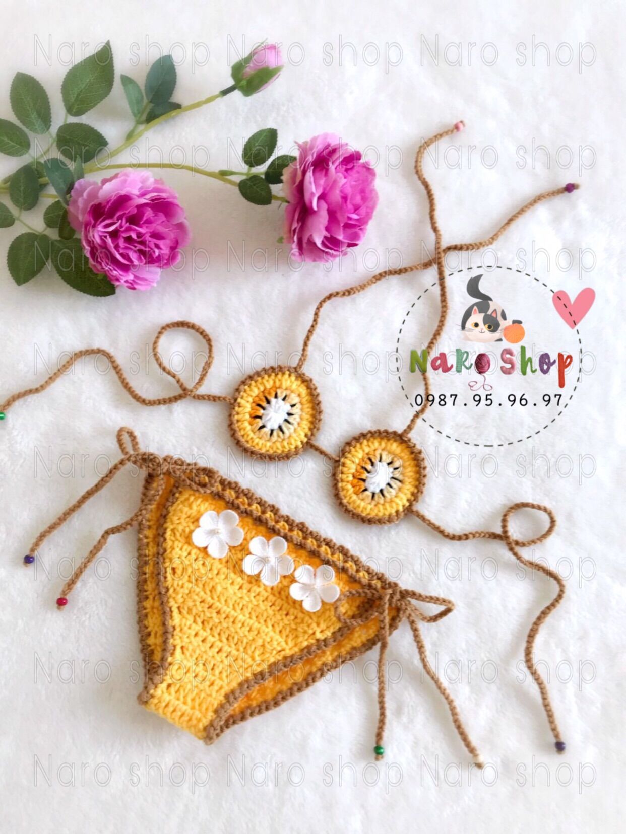 [HCM]BỘ BIKINI LEN MÓC KIWI CHO BÉ