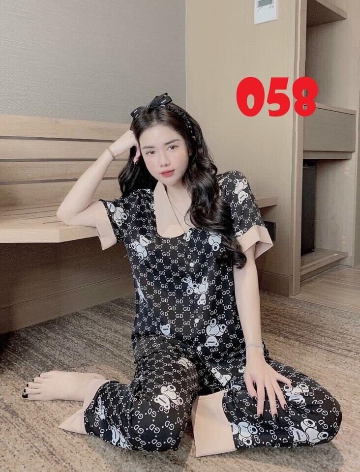 Bộ lụa Pijama lụa loại 1 chất mềm mịn, mát + Ảnh thật ,Bộ Lụa Mango Tay Ngắn