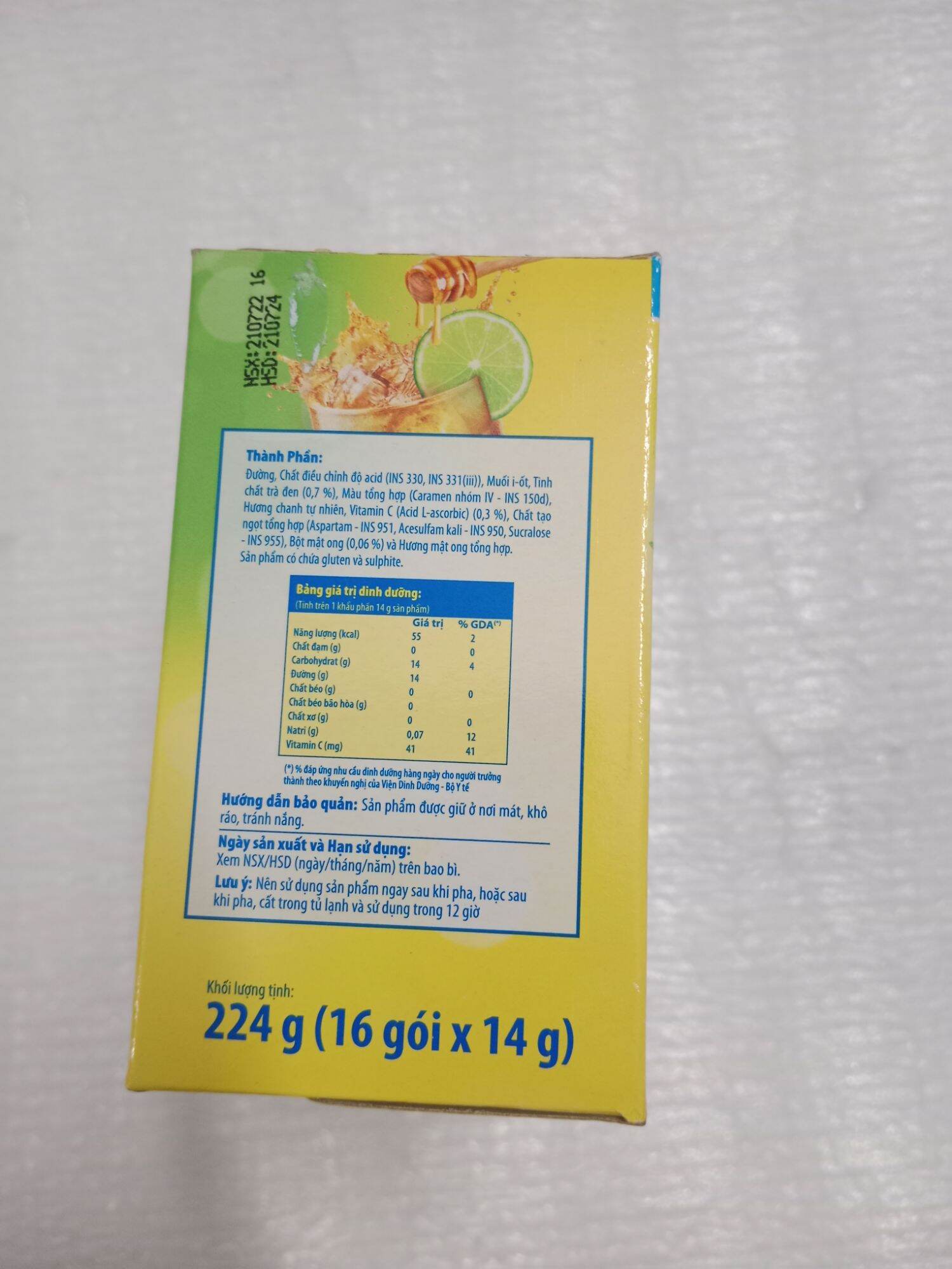 Lipton Ice tea vị chanh mật ong hộp 224g(16goi×14g)