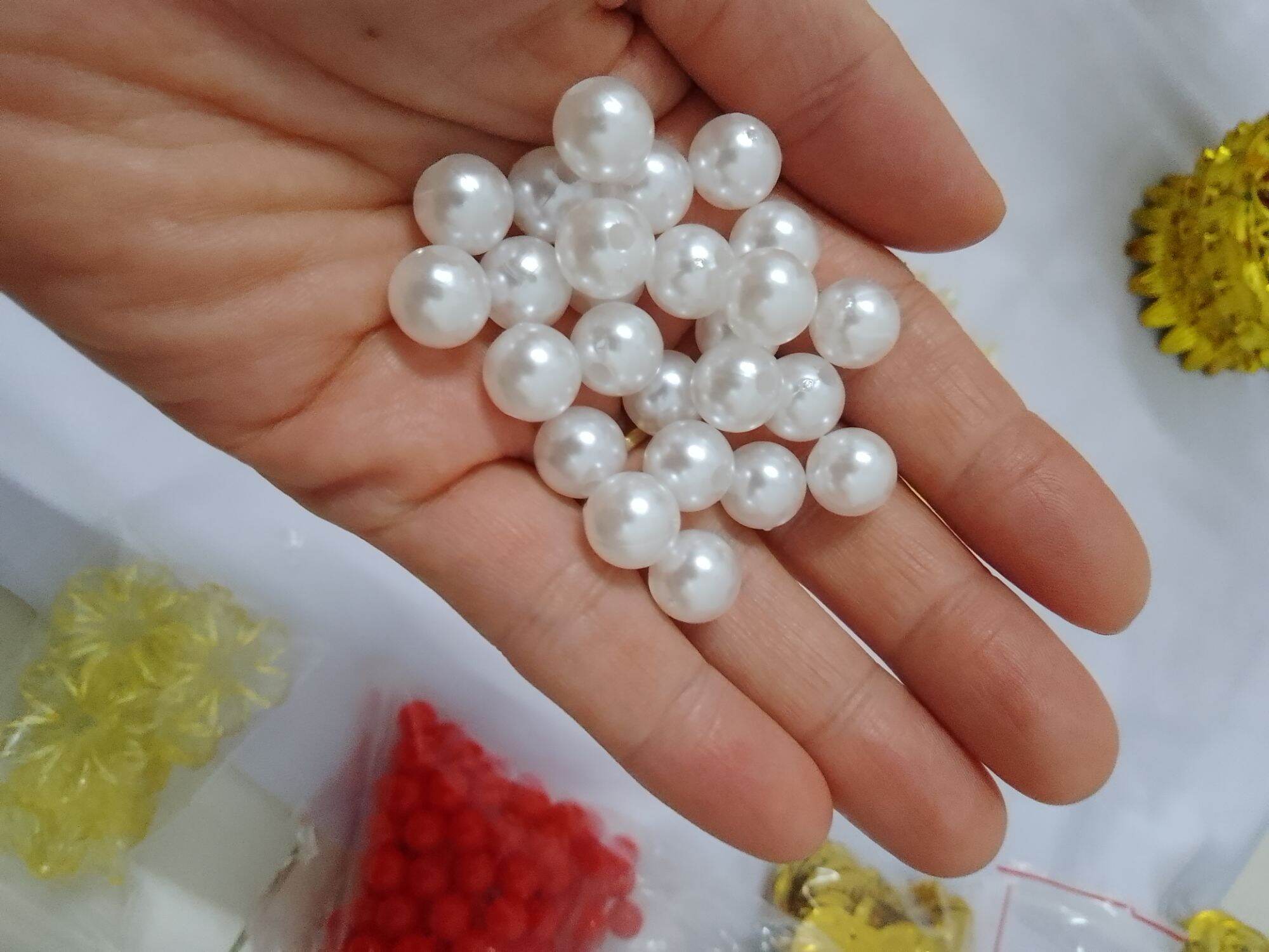 100g hạt ngọc trai nhựa làm cây cành vàng lá ngọc