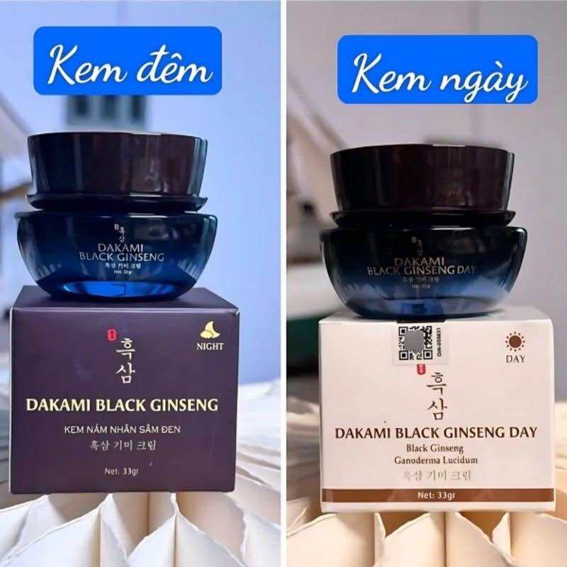 [Mua 2 Kem Tặng 3 Nạ HQ_Chính Hãng] Combo kem dưỡng da ngày đêm Dakami sâm đen. Kem nám dakami hỗ trợ làm mờ nếp nhăn, mờ nám, ngăn ngừa lão hoá. Kem sâm đen Hàn Quốc, serum, sữa rửa mặt, kem face ngày. Combo mờ nám chống lão hóa chuyên sâu.