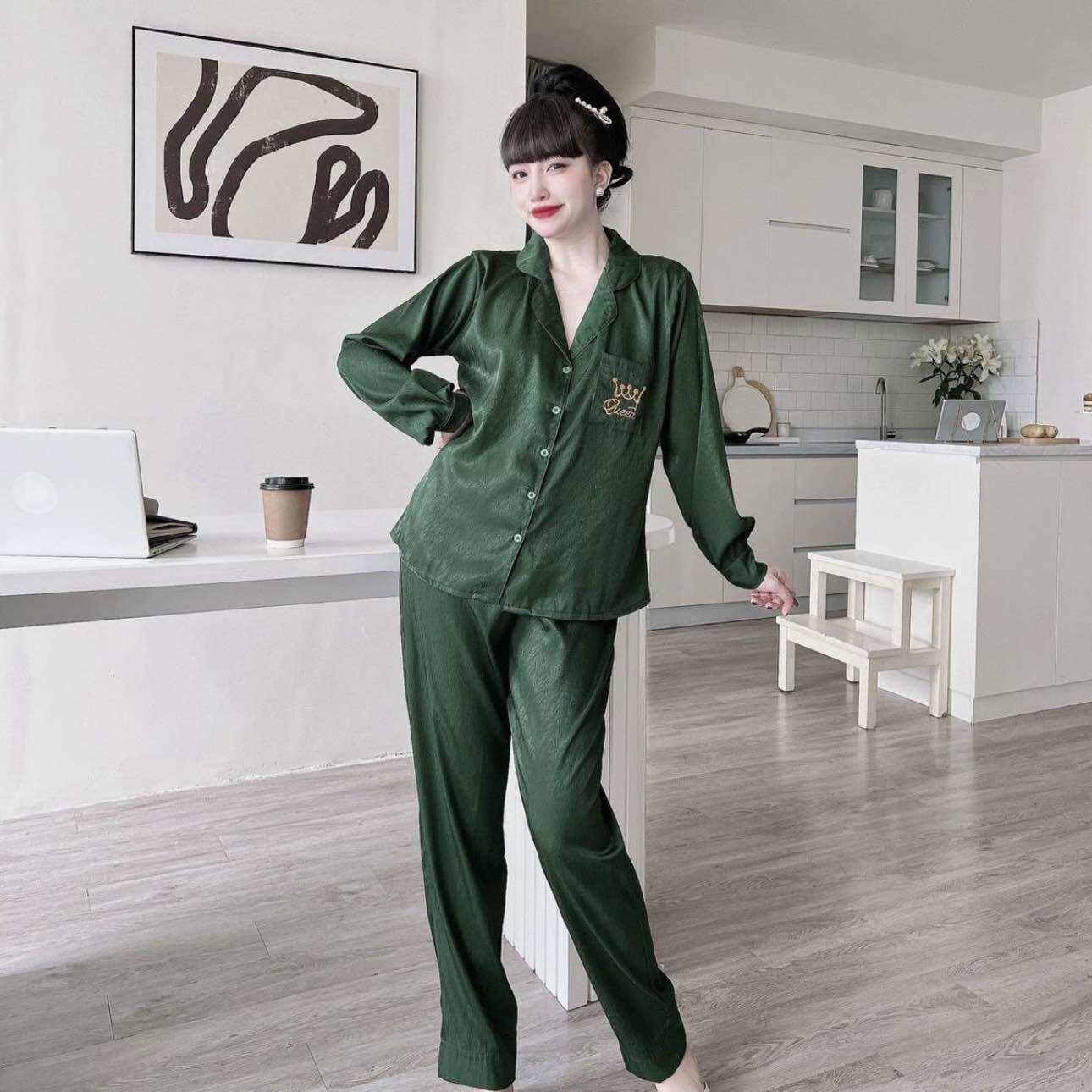(55-100kg) ĐỒ BỘ BIGSIZE LỤA XƯỚC TAY PHỒNG - TÚI THÊU