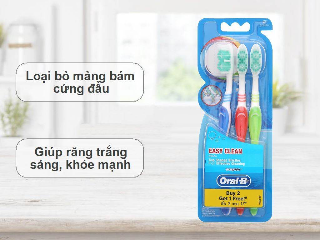 Bàn chải đánh răng Oral-B lông mềm Easy Clean vỉ 3 cây