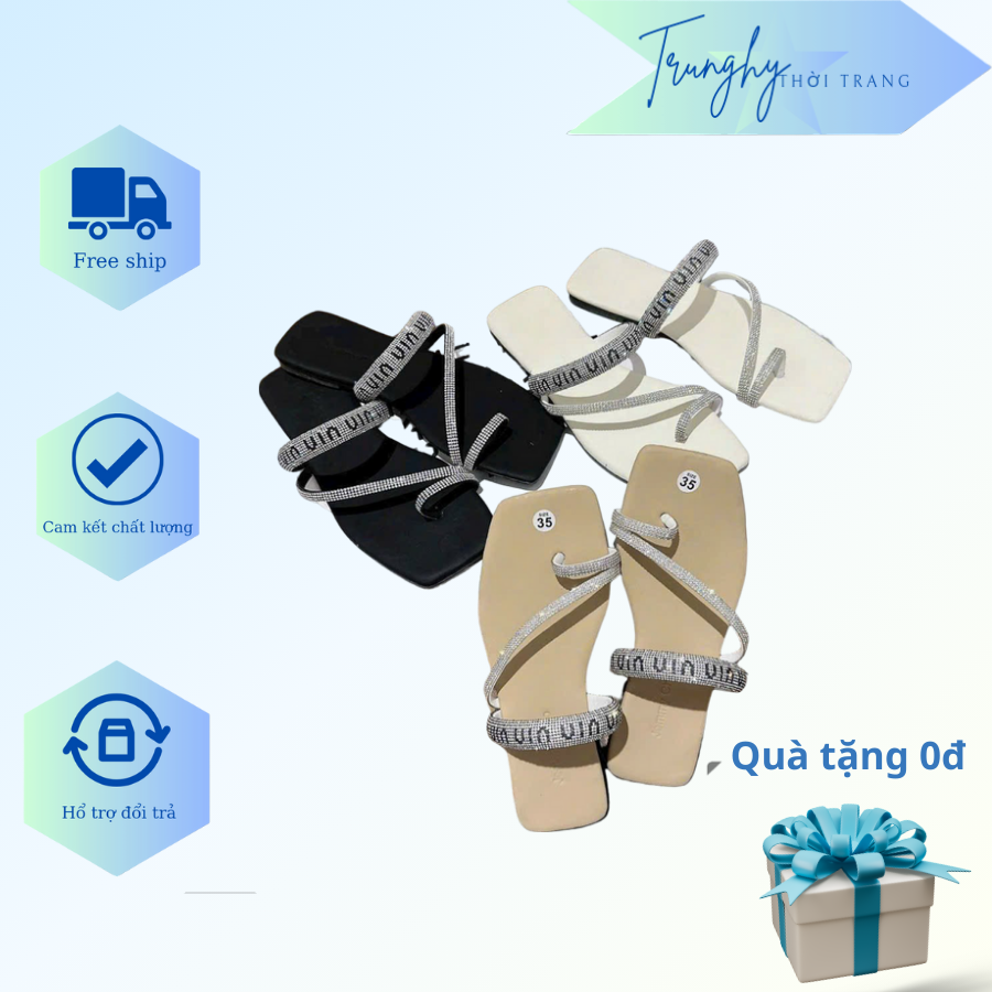 Dép bệt nữ, dép nữ xỏ ngón đính đá