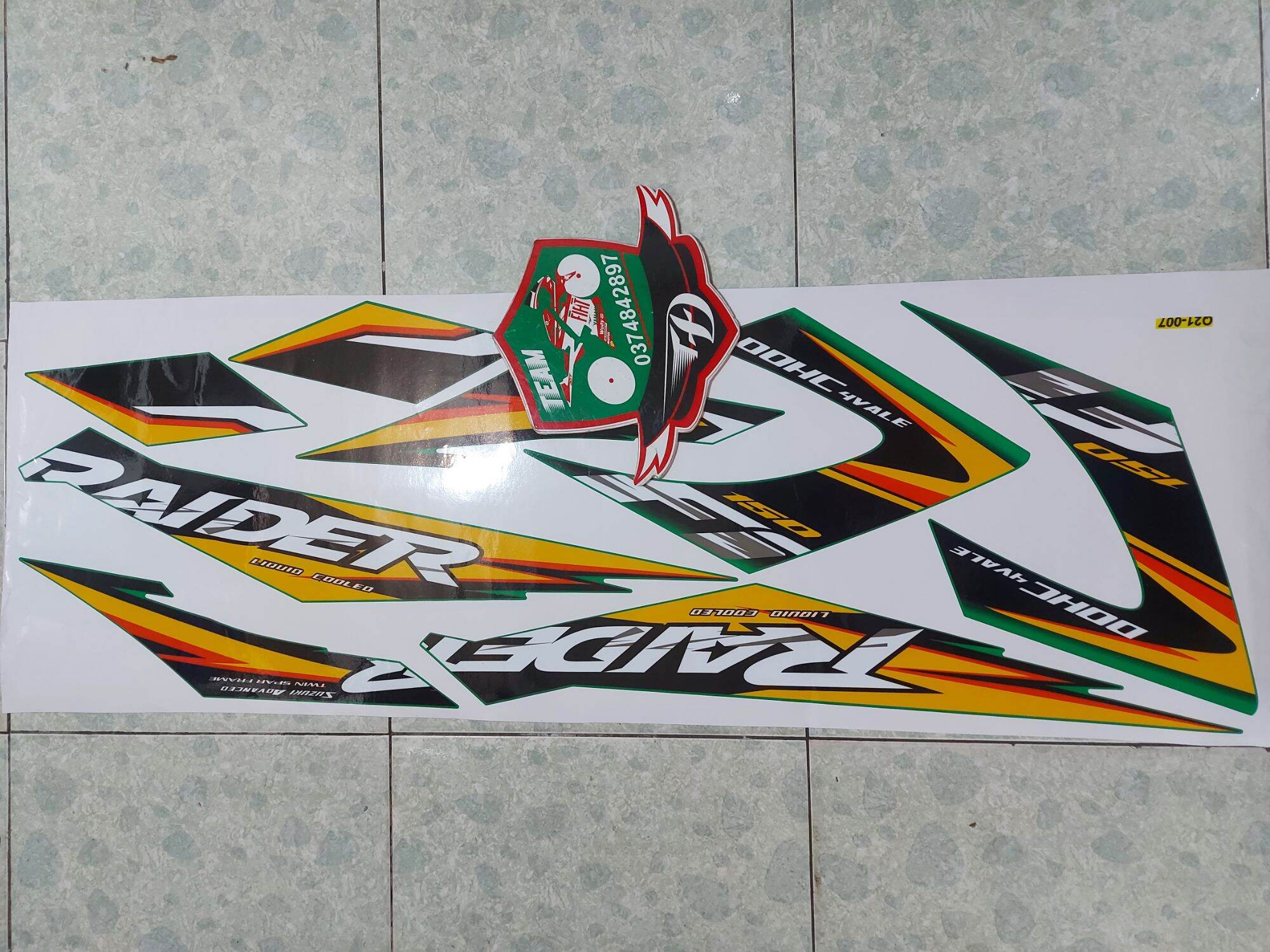 Tem xe Raider xăng cơ 2014 . Tem rời cao cấp dán xe đen xe vàng xe xanh