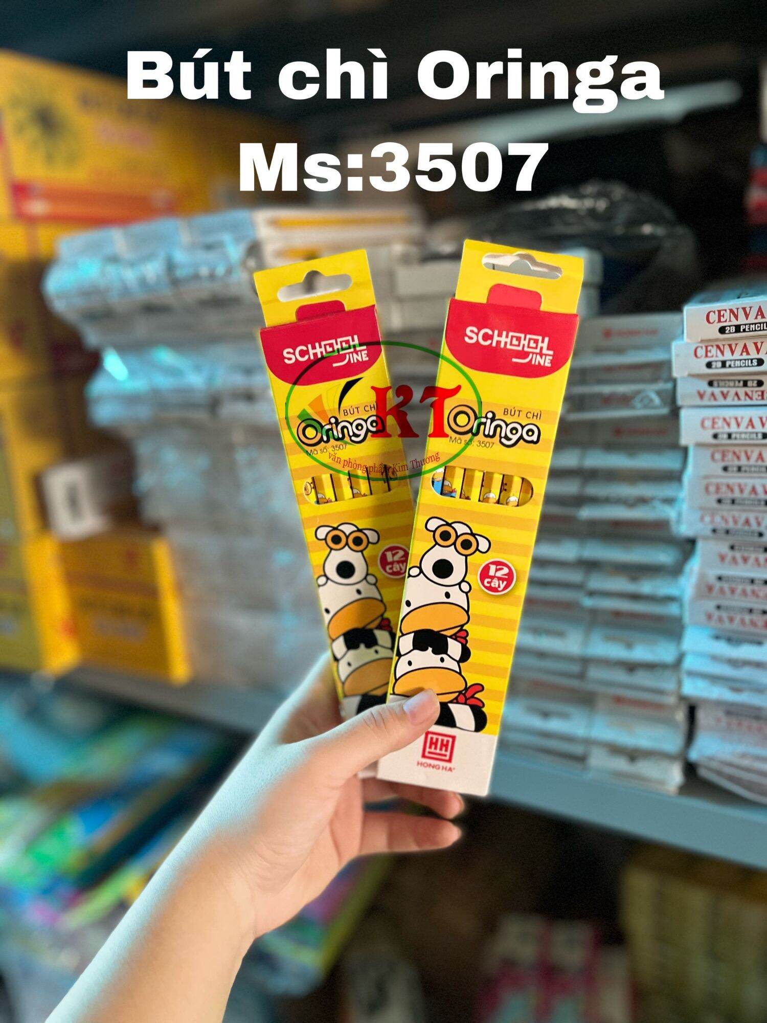 Hộp 12 cây bút chì gỗ hồng hà 2b có gôm