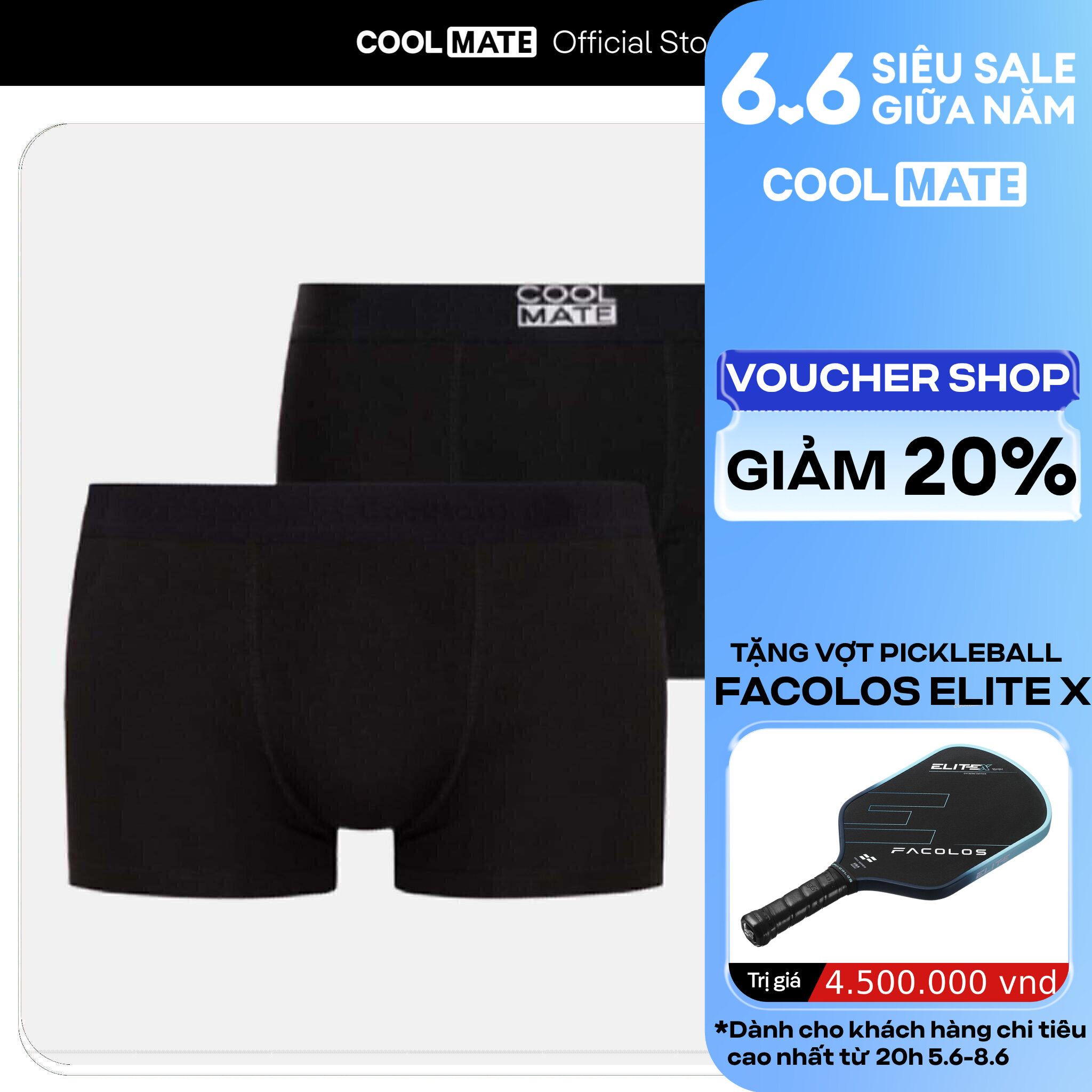 Combo 2 quần lót nam Trunk chất liệu Cotton và Bamboo kháng khuẩn Coolmate