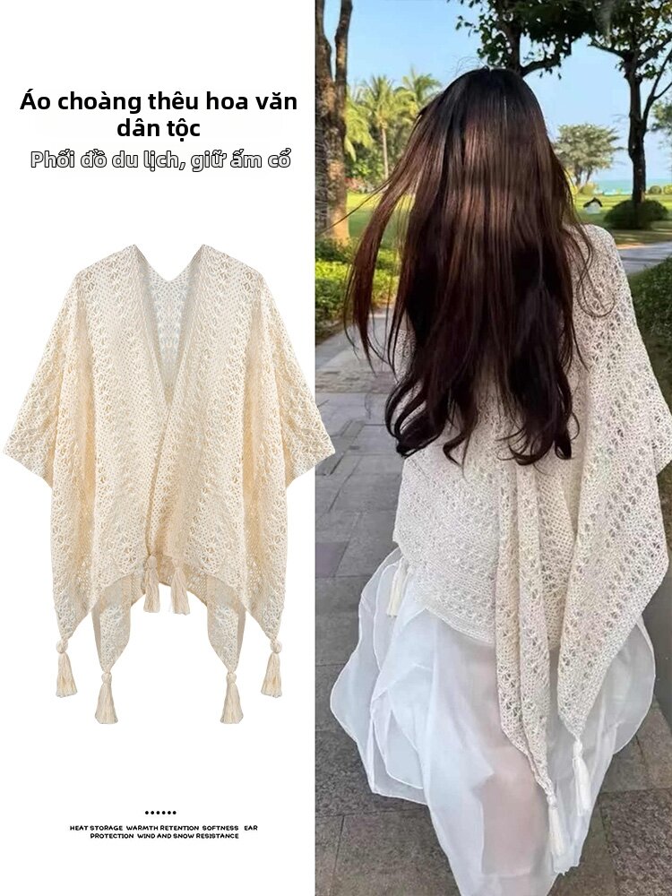 BAOYINFEI | Áo Cardigan Dệt Kim Voan Trắng