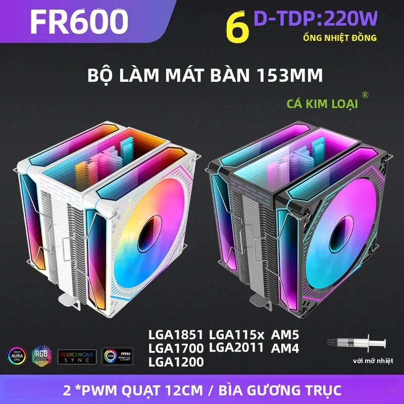 Metalfish ARGB PWM 12Cm CPU Làm Mát Không Khí 4/6 Ống Dẫn Nhiệt Tản Nhiệt Cho LGA 115X/1700/1200/AM5/AM4/2011/X79/X99 - 1851/1700/1200/115X/AM5/AM4/2011/X79/X99 Giá 707,000 Đồng*Miễn phí vận chuyển