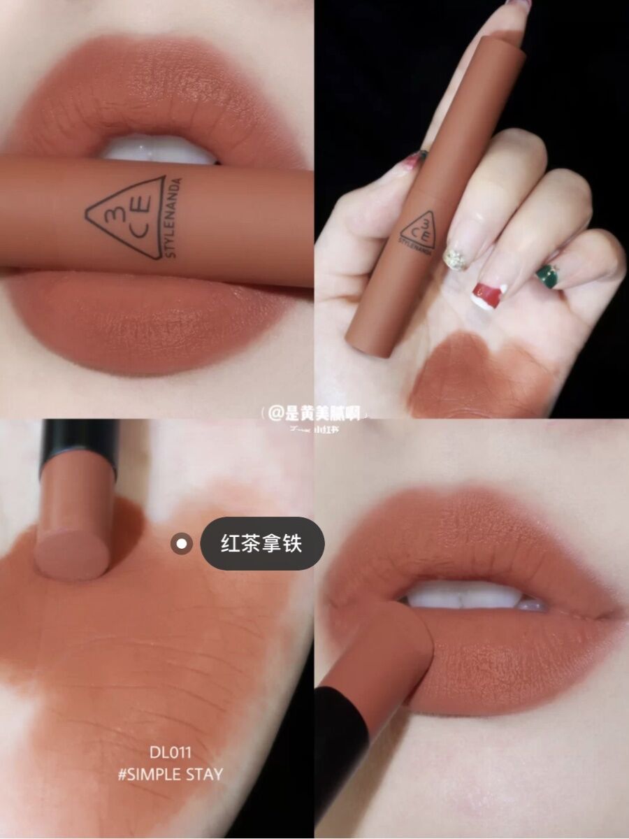 3ce Hàn Quốc Matte Velvet Sương Mù Son Môi Dễ Dàng Trang Trí Màu Đỏ Lông Tơ Trơn, Đơn Giản Đơn Giản Ở Lại Son Môi Trang Điểm Môi