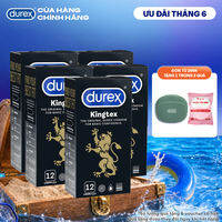 Bộ 5 hộp bao cao su Durex Kingtex bôi trơn, ôm sát size 49mm, 12 bao/hộp