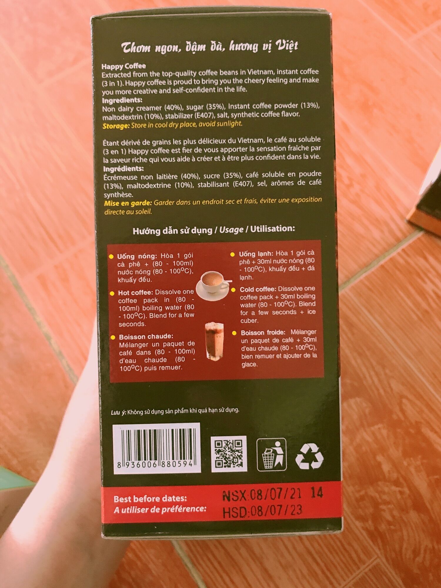 Cà phê sữa hoà tan Happy 2 zero 3 in 1