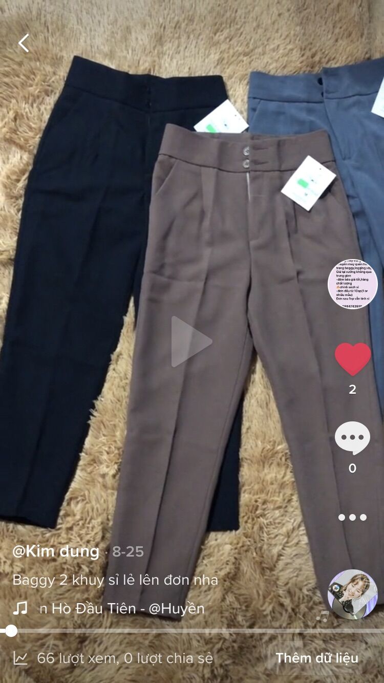 QUẦN BAGGY NỮ CẠP CAO 2 CÚC SIÊU TÔN DÁNG