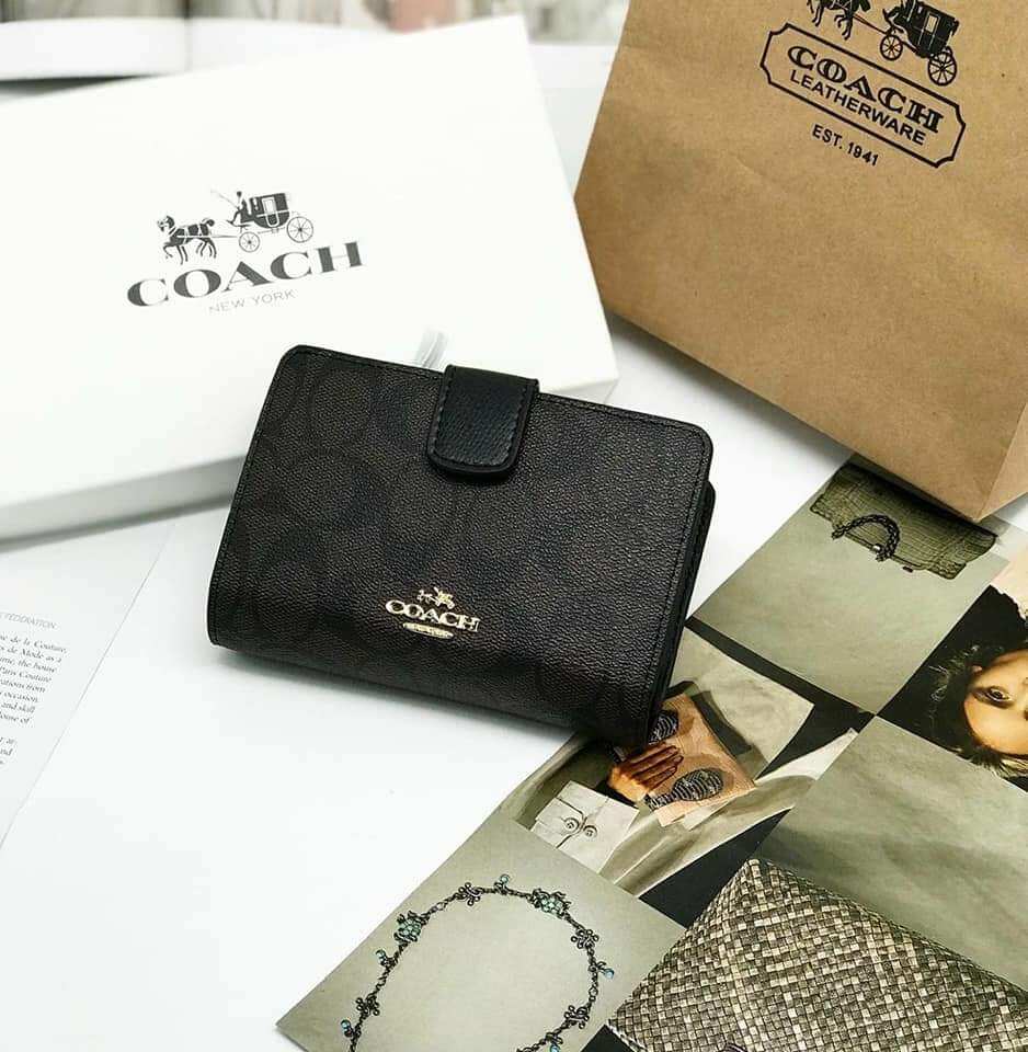 ví coach nữ da thật size trung 14cm Hàng dư xin full box