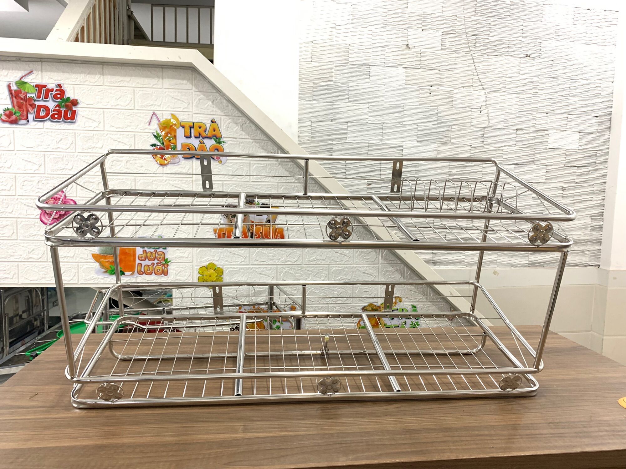 [SIÊU TỐC GIÁ SỈ] úp chén đĩa inox 2 tầng, kệ úp chén inox treo tường