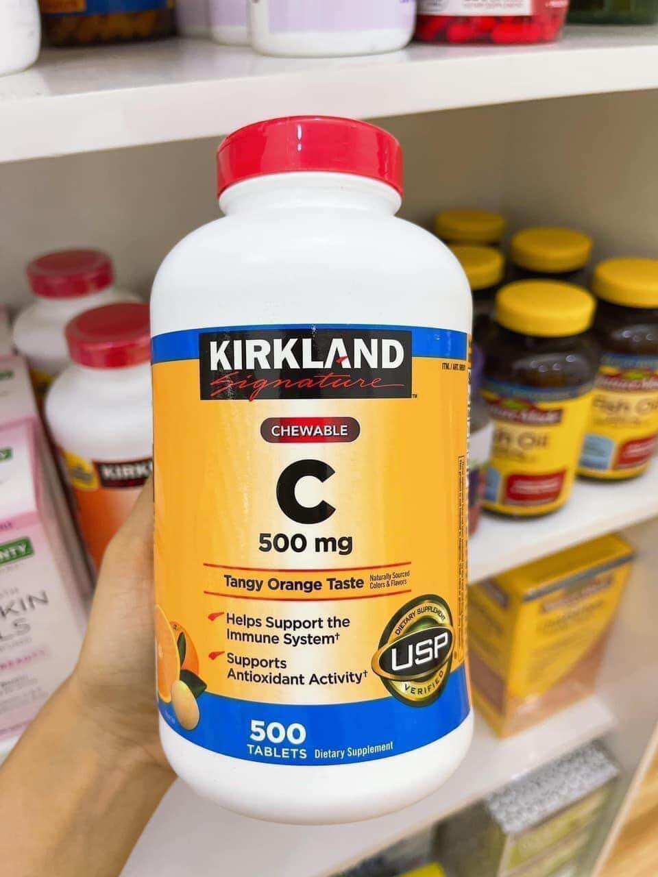 Viên ngậm bổ sung vitamin c kirkland signature chewable c 500mg loại 500 viên của mỹ- date 2026