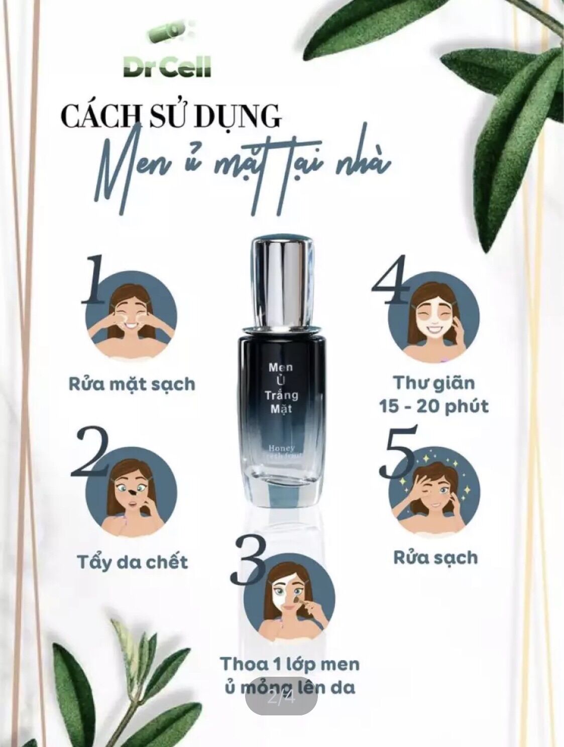 Men ủ trắng da mặt thần thánh Dr Cell ( tặng 2 gói tảo nạ)