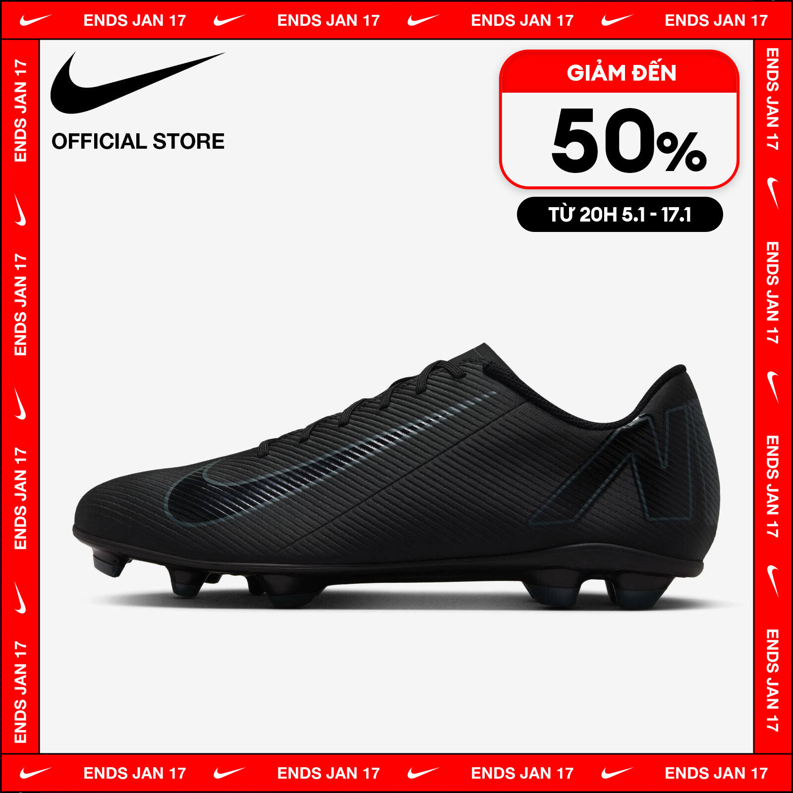 [TỪ 15-17.1 I VOUCHER 35%] Giày Thể Thao Nike Men's Mercurial Vapor 16 Club MG Low-Top Soccer Cleats - Black