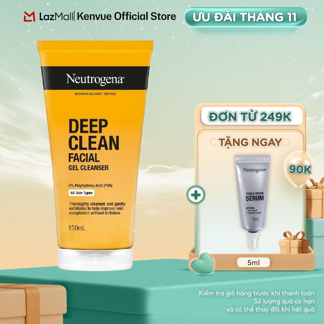 Sữa rửa mặt làm sạch sâu cho DA DẦU NHẠY CẢM Neutrogena Deep Clean Facial Gel 150ml