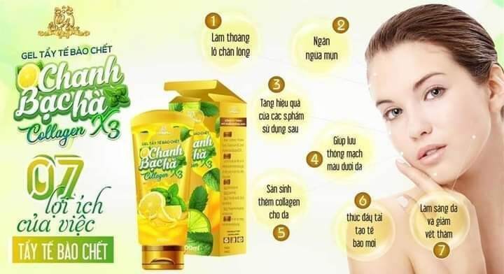 [Hcm]Gel Tẩy Tế Bào Chết Chanh Bạc Hà Collagen X3 Mỹ Phẩm