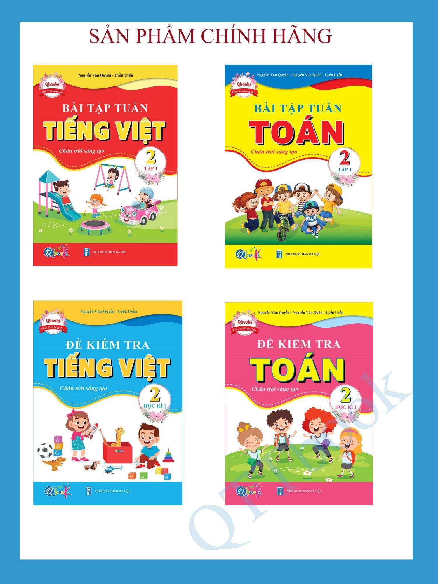 SÁCH - [ Lớp 2] - Chân trời sáng tạo - Combo 4 quyển bài tập tuần và đề kiểm tra toán, tiếng việt 2 hk1