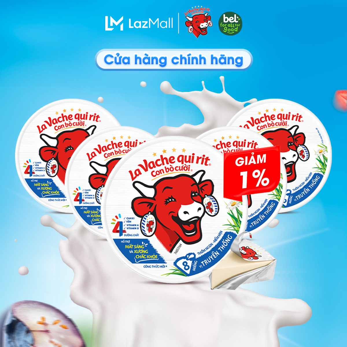 Combo 5 Phô mai con bò cười 8 miếng 112G