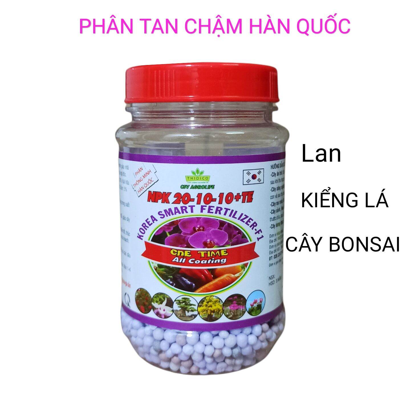 Phân bón thông minh hàn quốc 20-10-10+te lọ 150gr tan chậm cho hoa lan, hoa hồng và cây kiểng