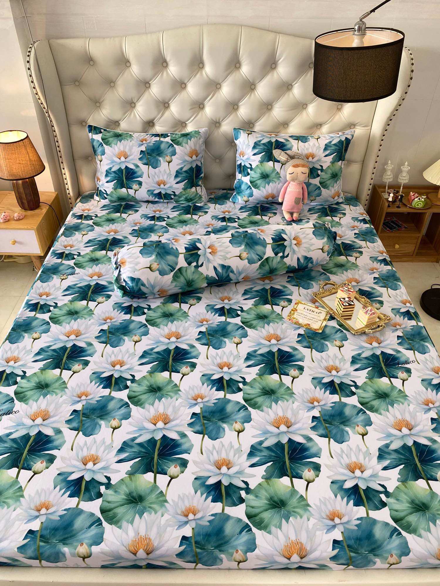 Bộ 4 món drap/ga áo gối THUN LỤA SIÊU LẠNH THÁI LATICO