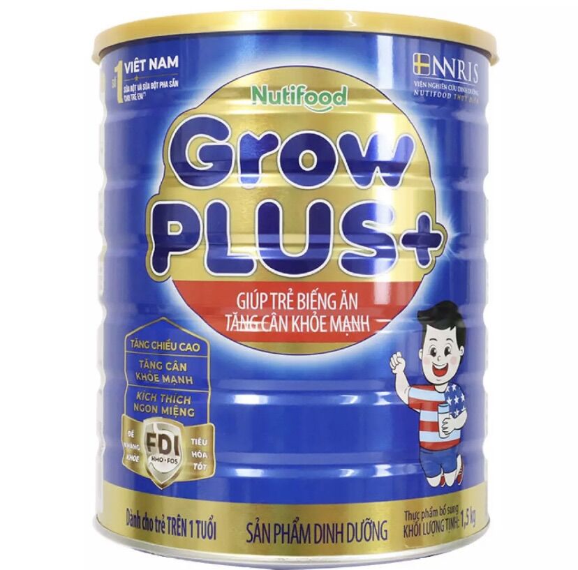 Sữa bột Grow Plus xanh 1kg 5 dành cho bé trên 1 tuổi ( mẫu mới)