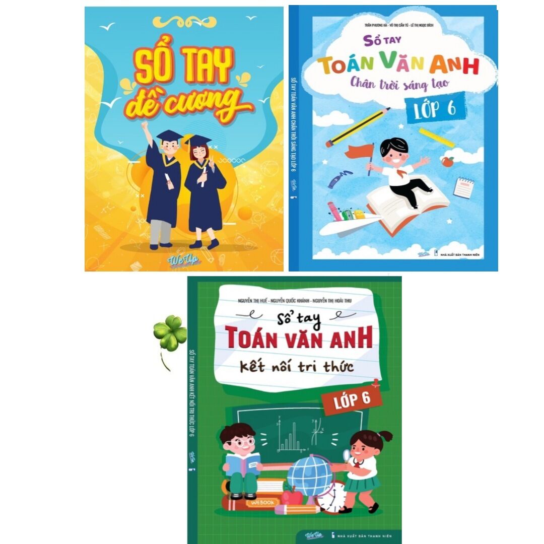Combo 3 cuốn sổ tay toán văn anh lớp 6 chân trời sáng tạo, kết nối tri thức, sổ tay đề cương
