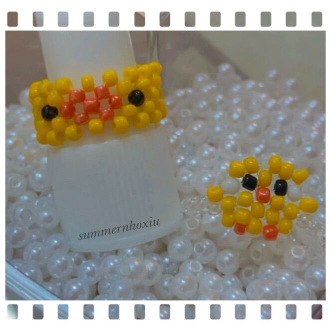 Nhẫn hạt cườm handmade hình chú vịt