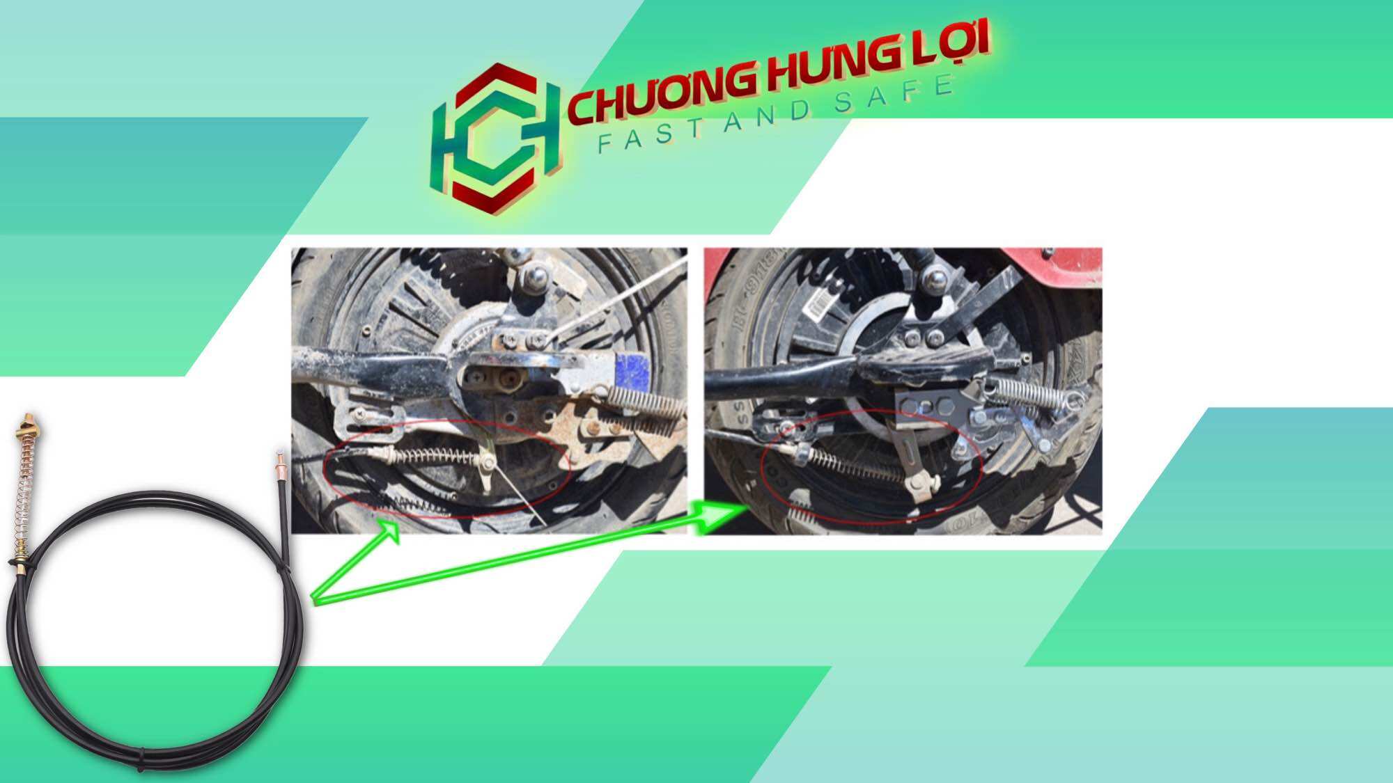 Dây Thắng Sau 2 Mét có tán bắt xe đạp điện