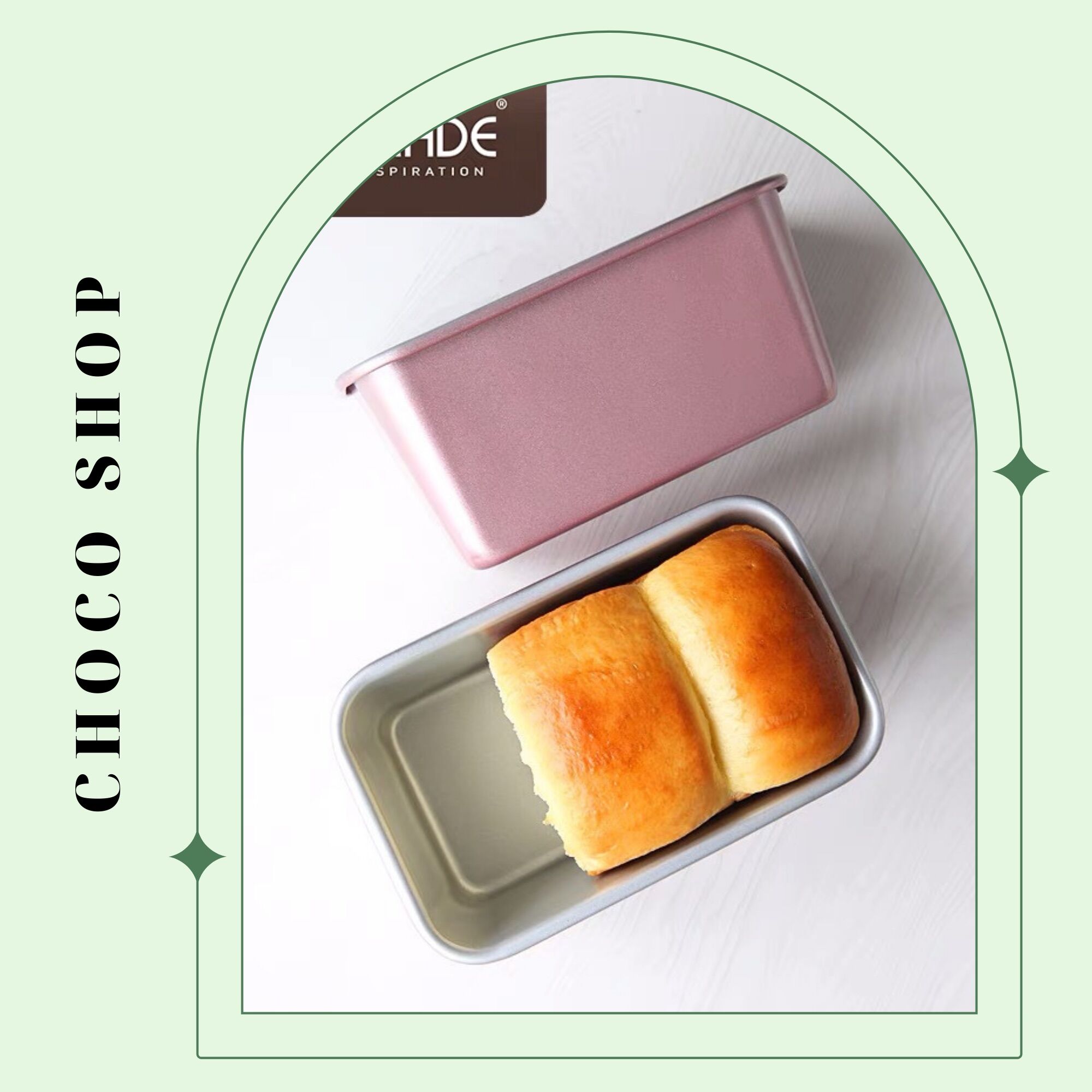 Khuôn bánh Loaf khuôn hình chữ nhật nướng bánh hãng Chefmade màu hồng