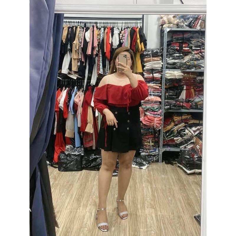 Set áo rớt vai + chân váy bigsize 60-90kg