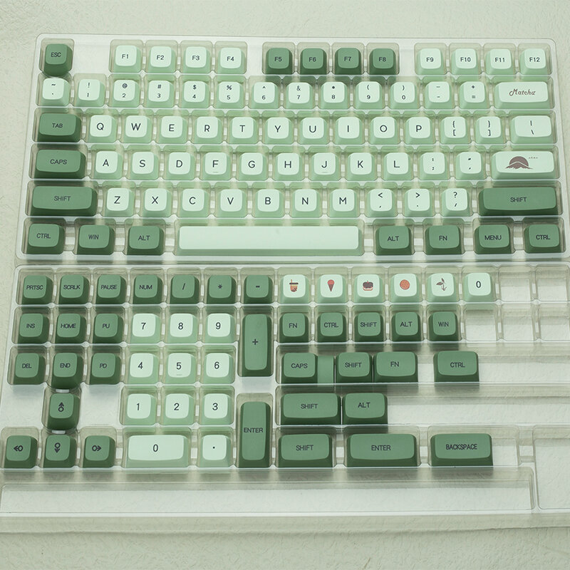 Màn Hình Máy Tính Cơ Mecakute Màu Xanh Lá Cây Pha Chế PBT Nhiệt Chuyển Hóa Cá Nhân Phong Cách Chữ Cá
