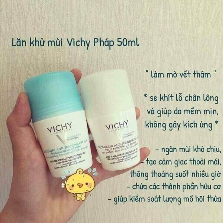 Lăn Khử Mùi – Lăn Nách Vichy Cho Da Nhạy Cảm Siêu Nhạy Cảm Kéo Dài 48H - 72H( Màu Xanh)