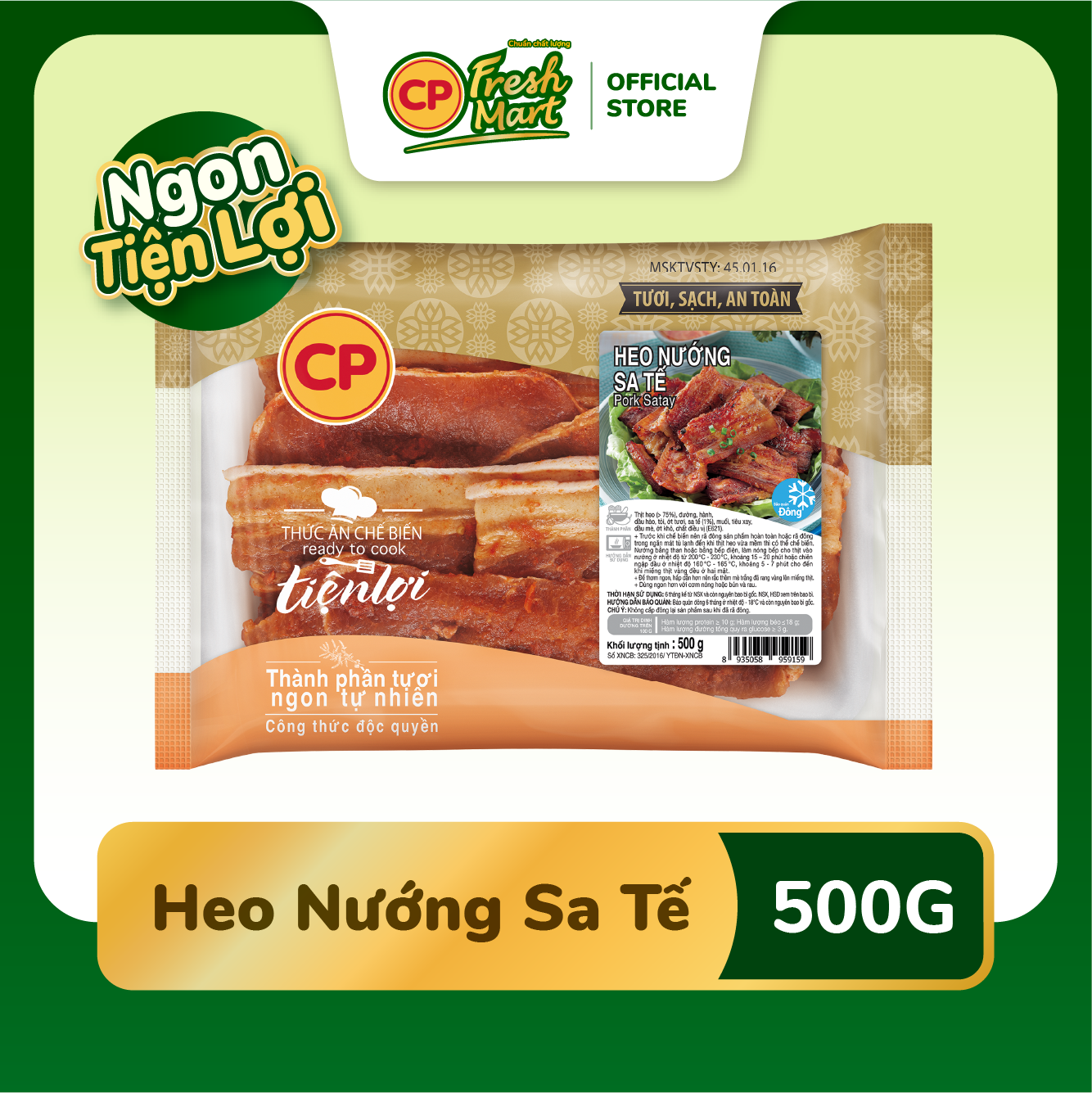 Heo Nướng Sa Tế CP Gói 500G - Ngon Tiện Lợi - Tiệc Nhanh Gọn - CP Fresh Mart