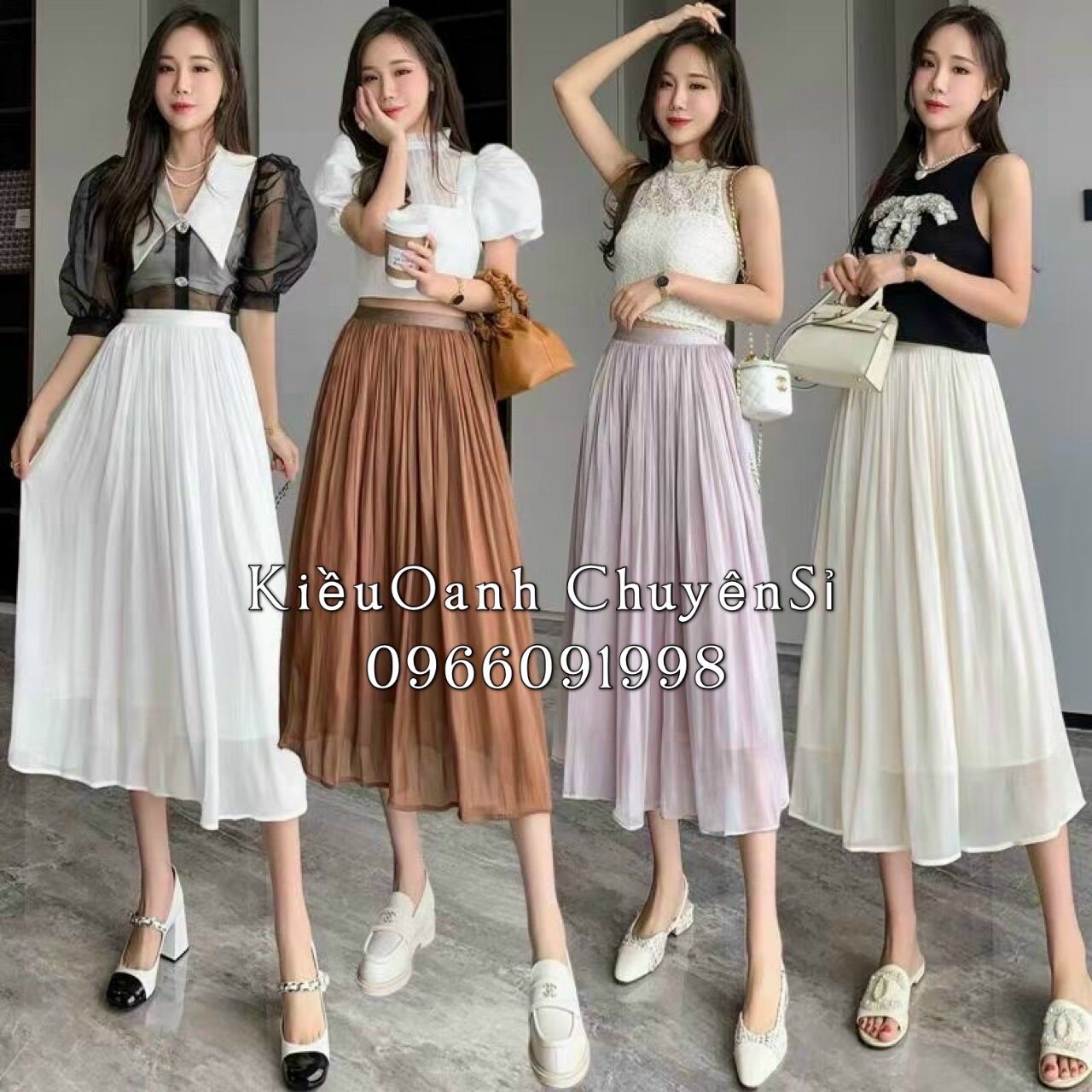 Chân váy lụa bóng dáng xoè dài hàng QC loại 1