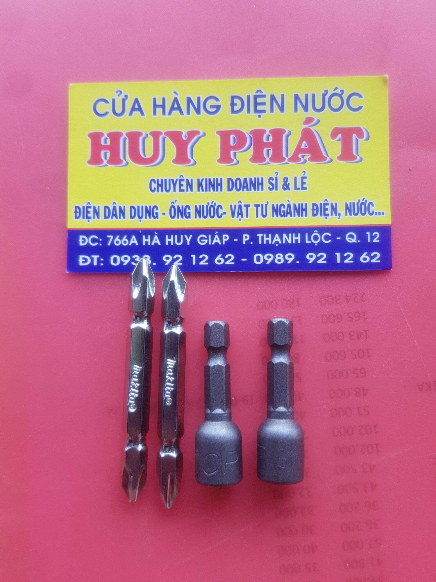 Bộ 2 đầu bake bắn vít dài 65mm + 2 đầu bắn tole lục giác 8mm