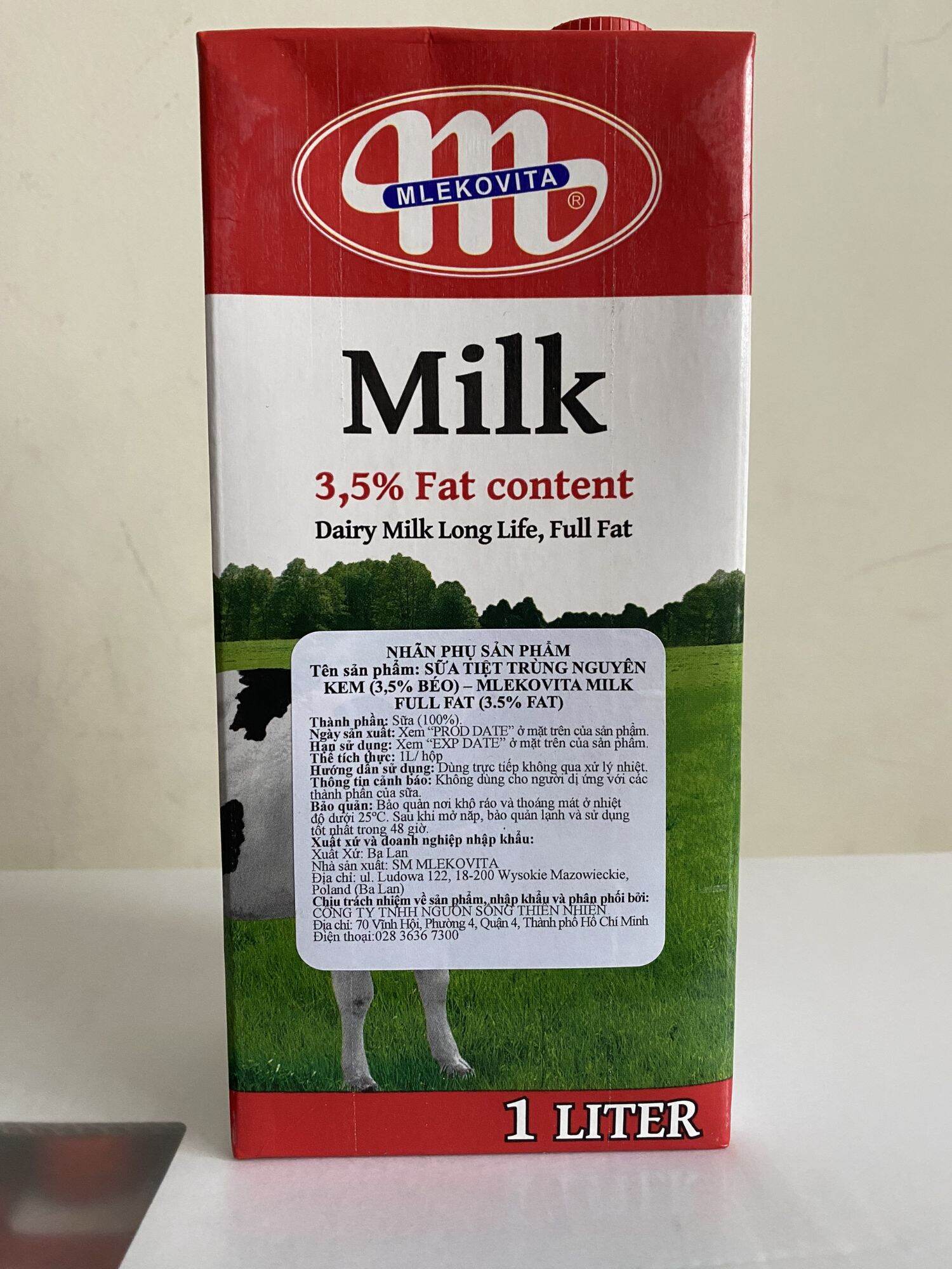 Sữa tươi tuyệt trùng Mlekovita 1L thùng 12 hộp date 05 09 2024