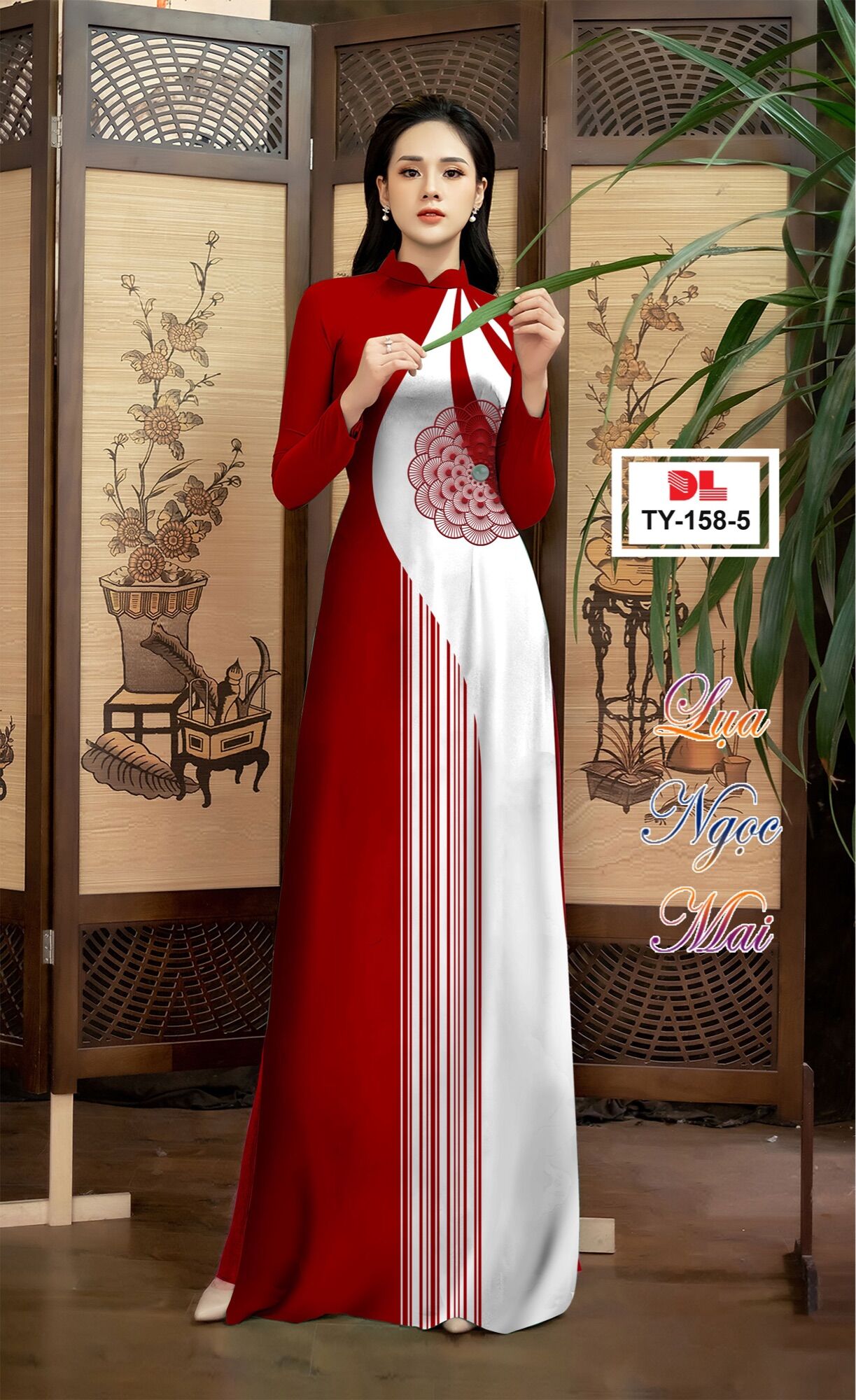Vải áo dài hoa Hồng