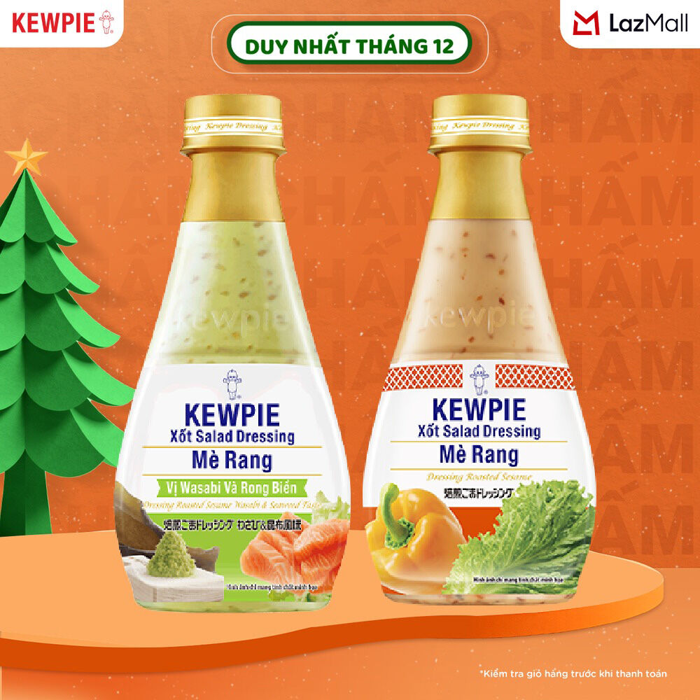  Combo salad hải sản Kewpie: Xốt Salad Mè Rang 210ml & Mè Rang Vị Wasabi & Rong Biển 210ml 