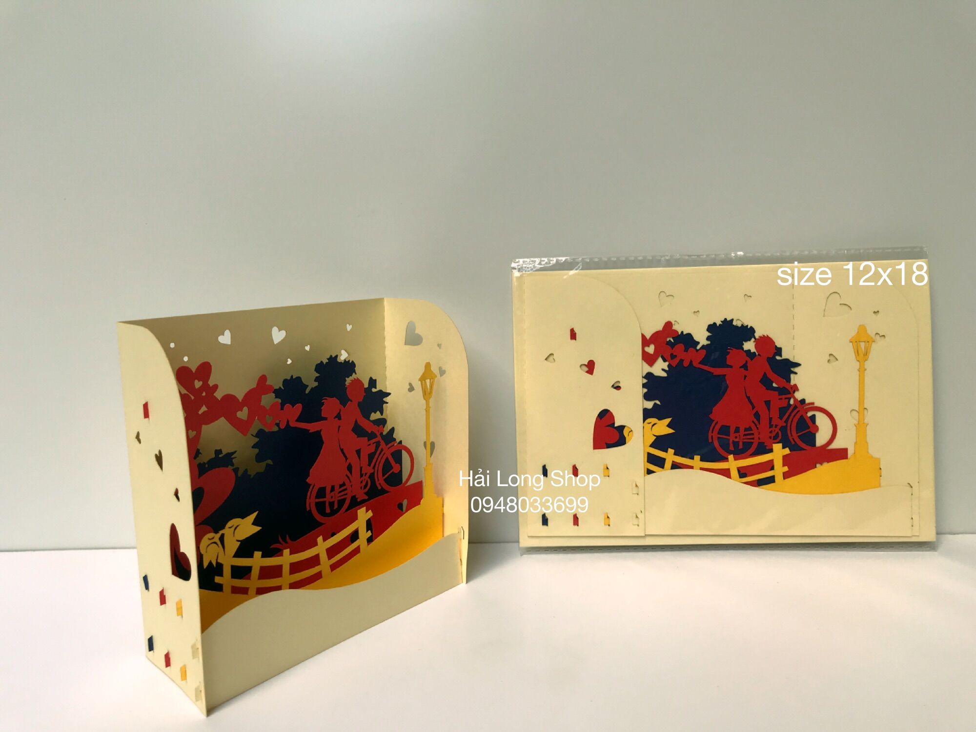 Hộp Tình Yêu 2 ( đạp xe ) - Love - Thiệp 3D