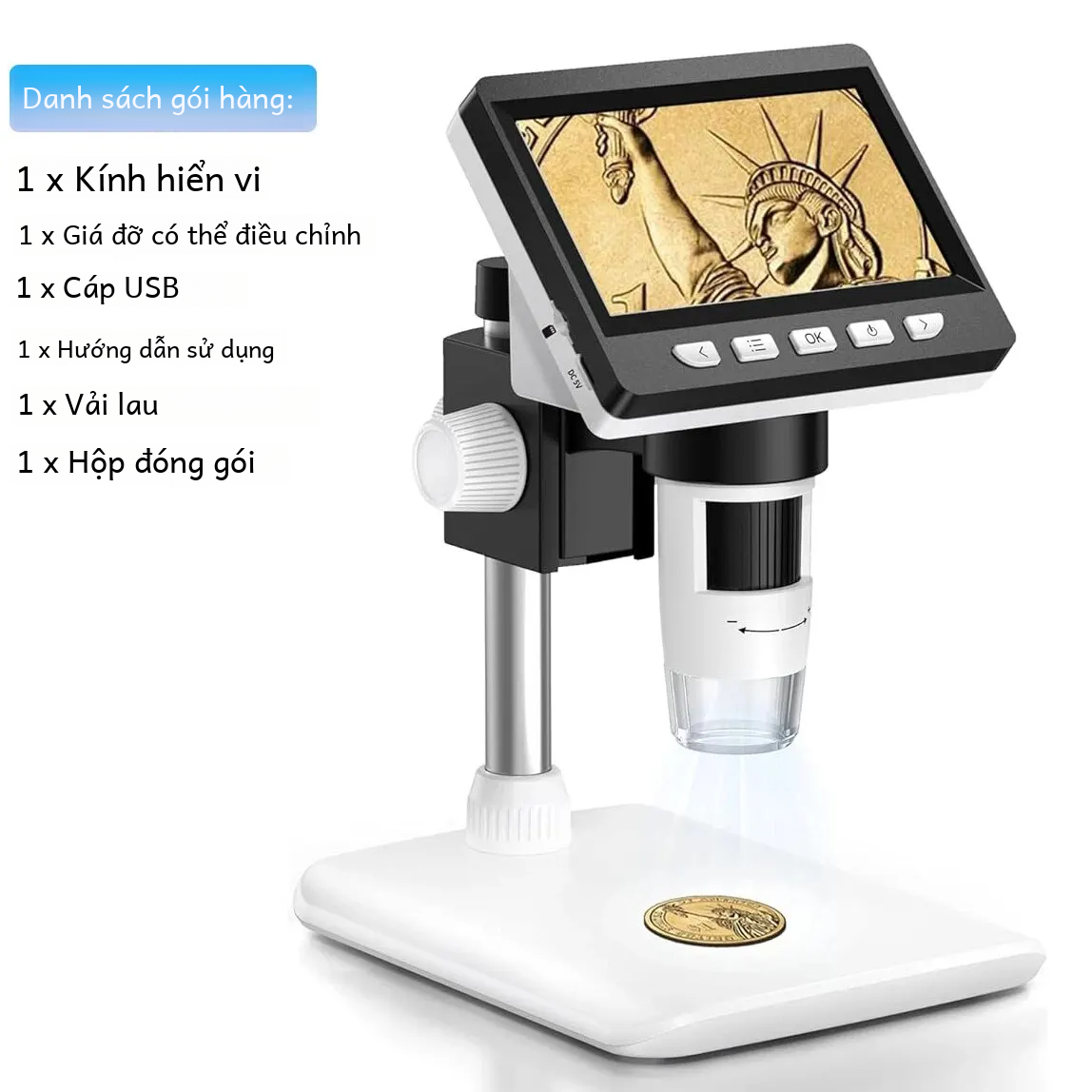 Kính hiển vi kỹ thuật số di động 4.3 inch 1080p độ phóng đại 50-1000x microscopio 2000mah để sửa chữa điện tử pcb pc laptop