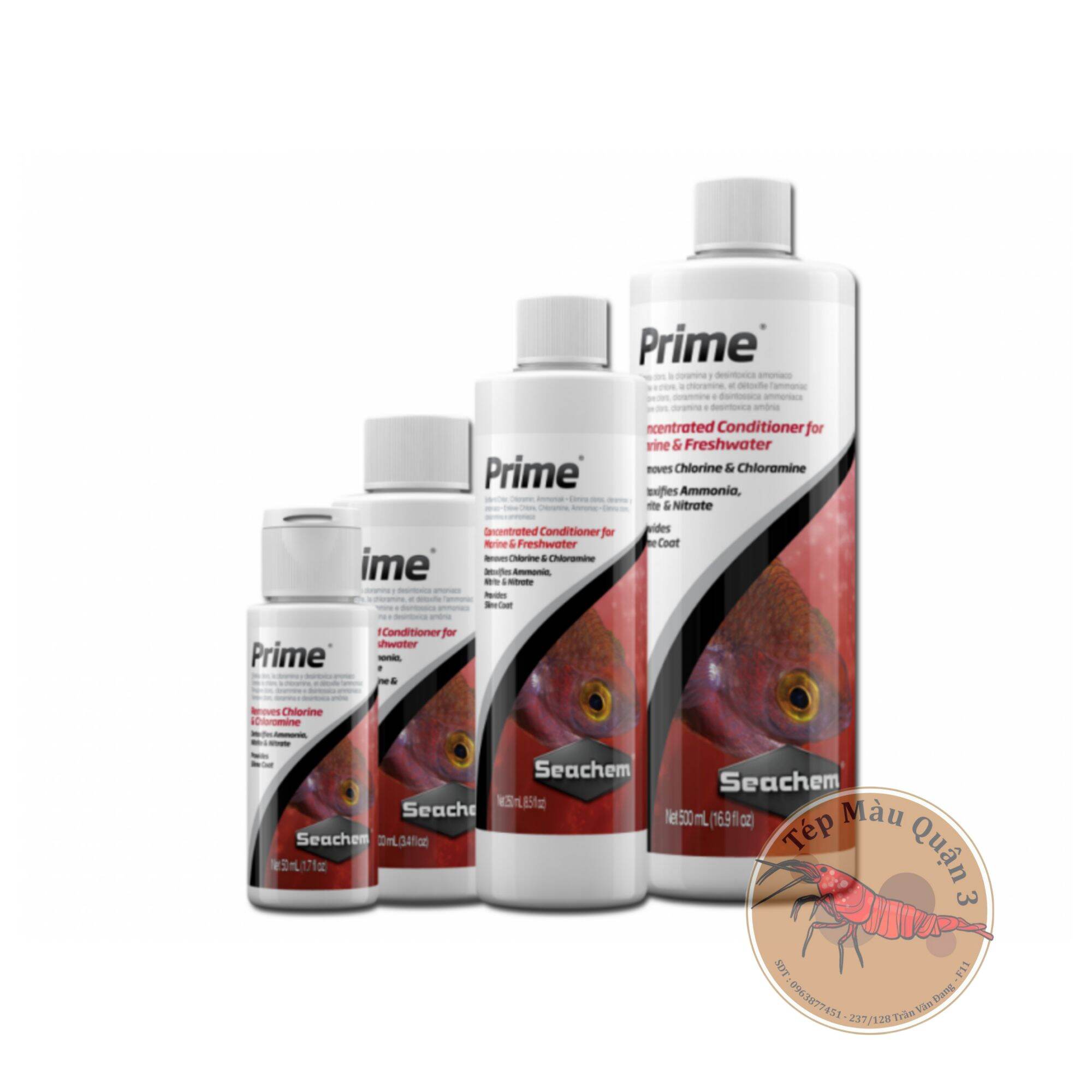 Seachem prime khử độc - clo trong hồ cá - nước máy - chai 100ml