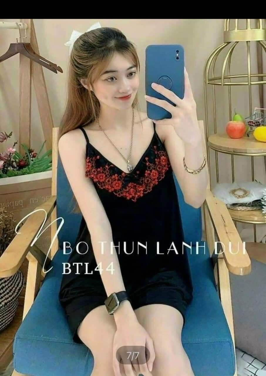 Đồ bộ ngủ nữ thun lạnh 2 dây quần đùi mặc nhà - M14