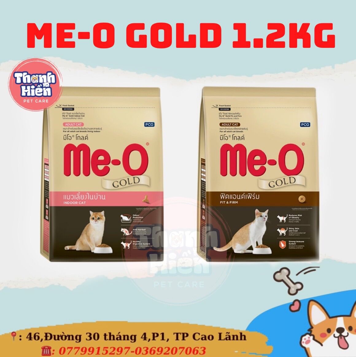 Thức ăn hạt mèo me-o gold 1.2kg