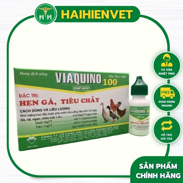 1 HỘP VIAQUINO 100 ( 10 lọ x 10ml )- hen gà, tiêu chảy